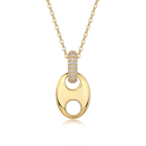 Adrift Moissanite Mariner Link Pendant Necklace in Gold-Tone Sterling Silver