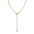 Fringe 1 Carat Moissanite Beaded Lariat Necklace in Gold-Tone Sterling Silver