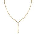 Interlace Moissanite Beaded Lariat Necklace in Gold-Tone Sterling Silver