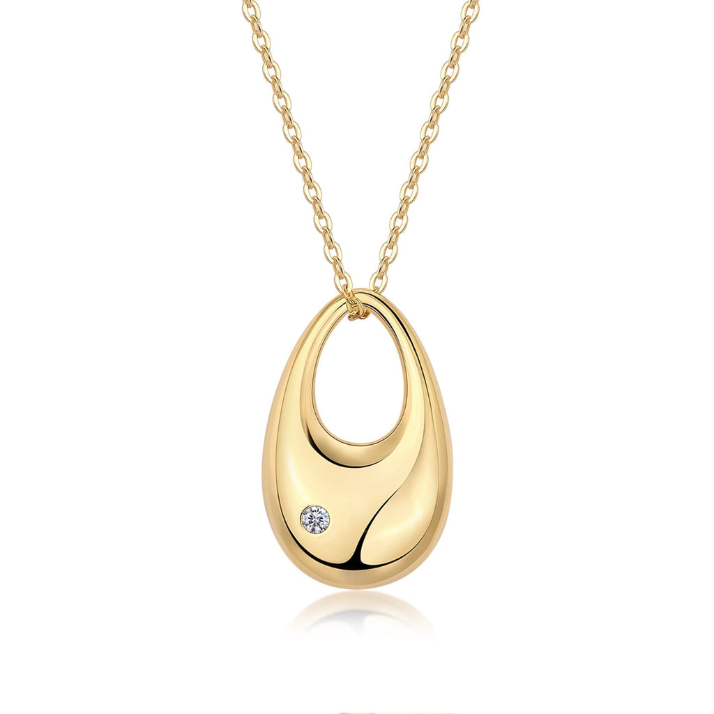 Dusk Moissanite Dome Teardrop Pendant Necklace in Gold-Tone Sterling Silver