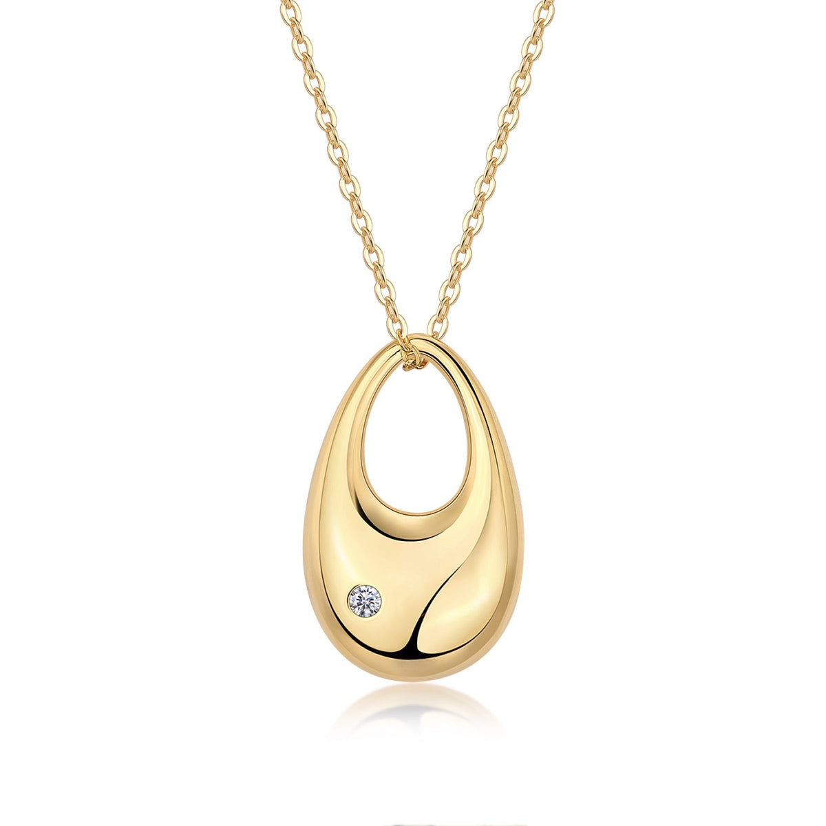 Dusk Moissanite Dome Teardrop Pendant Necklace in Gold-Tone Sterling Silver