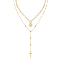 Sanctify Moissanite Layered Cross Necklace in Gold-Tone Sterling Silver