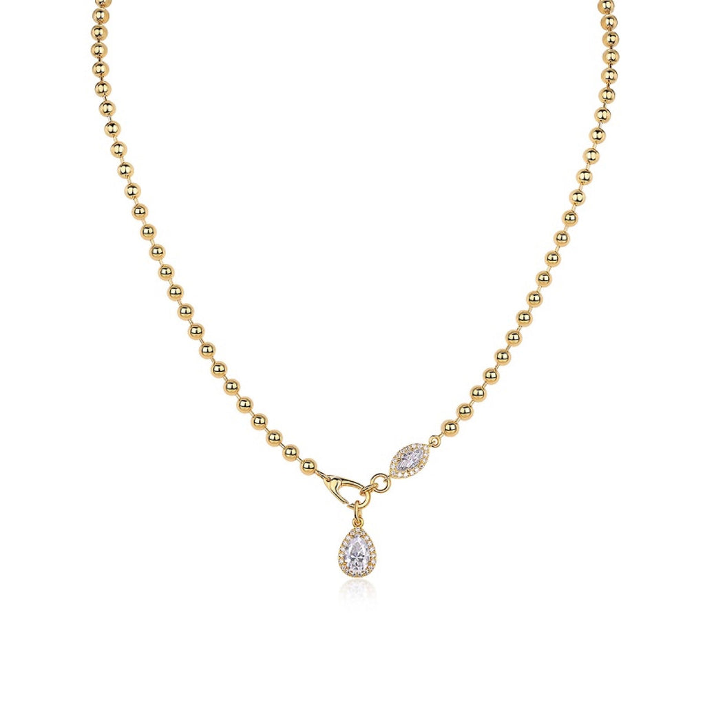 Twilight Moissanite Pear Pendant Necklace in Gold-Tone Sterling Silver