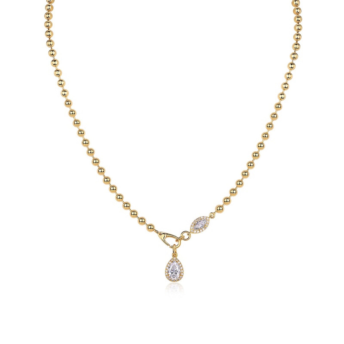 Twilight Moissanite Pear Pendant Necklace in Gold-Tone Sterling Silver