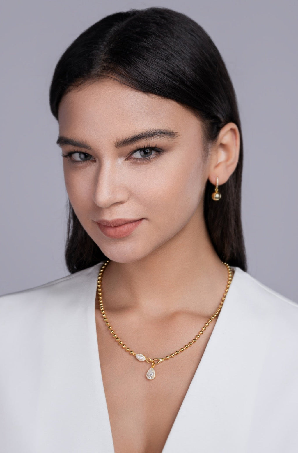 Twilight Moissanite Pear Pendant Necklace in Gold-Tone Sterling Silver