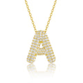 Initial A Moissanite Bubble Pendant Necklace in Gold-Tone Sterling Silver