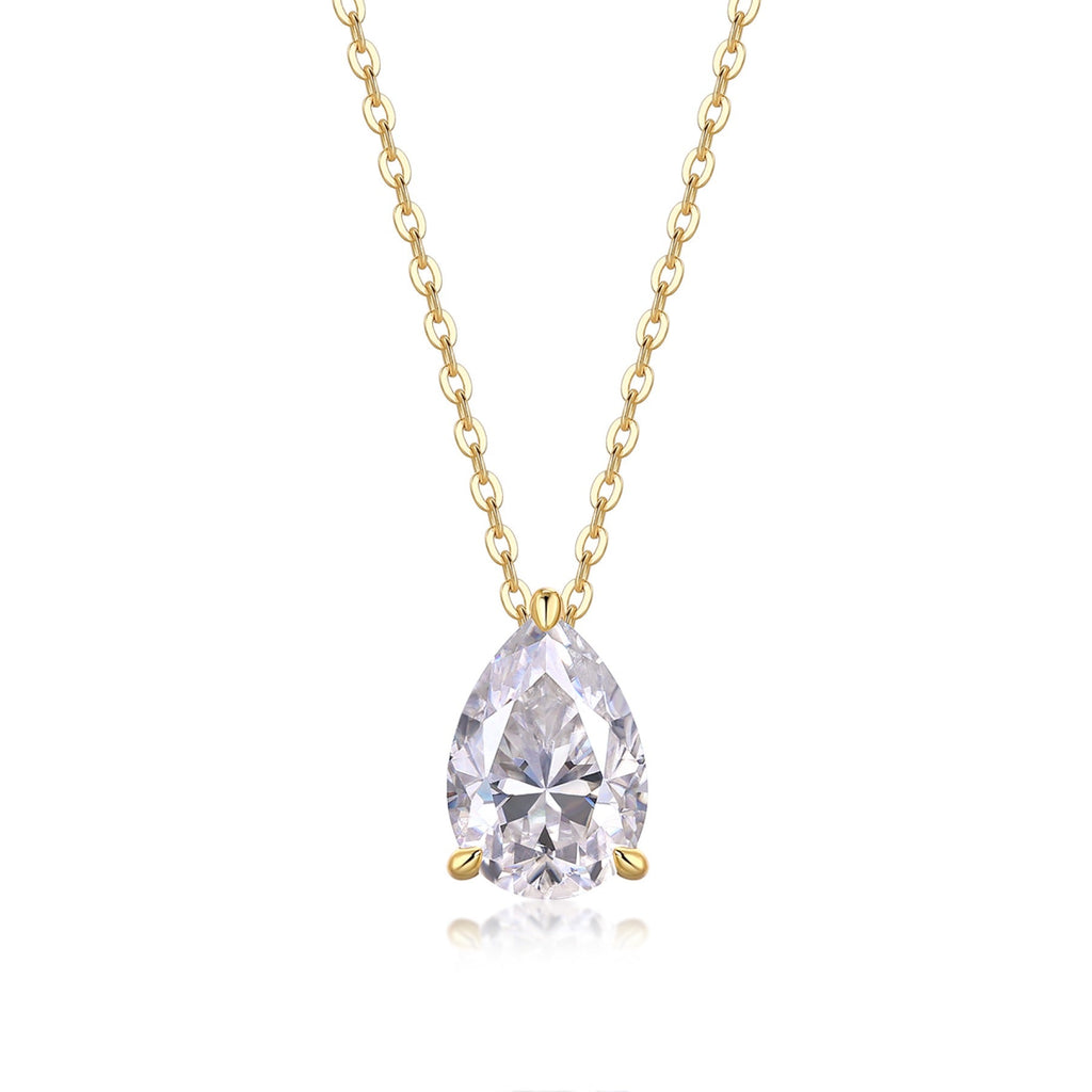 Moonrain Moissanite Pear Pendant Necklace in Sterling Silver