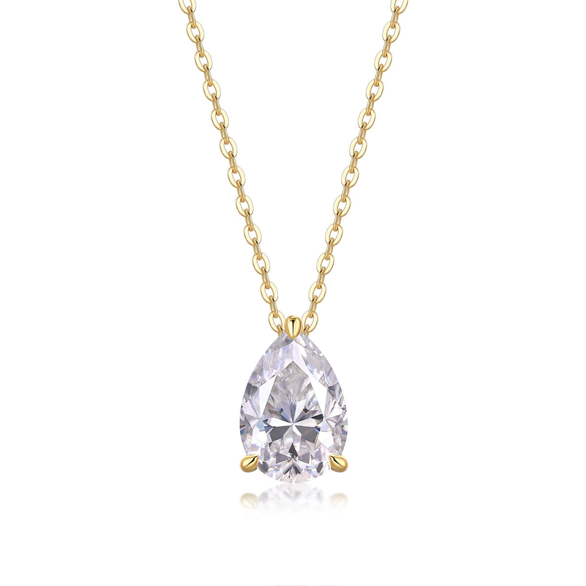 Moonrain Moissanite Pear Pendant Necklace in Sterling Silver