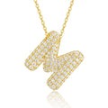 Initial M Moissanite Bubble Pendant Necklace in Gold-Tone Sterling Silver