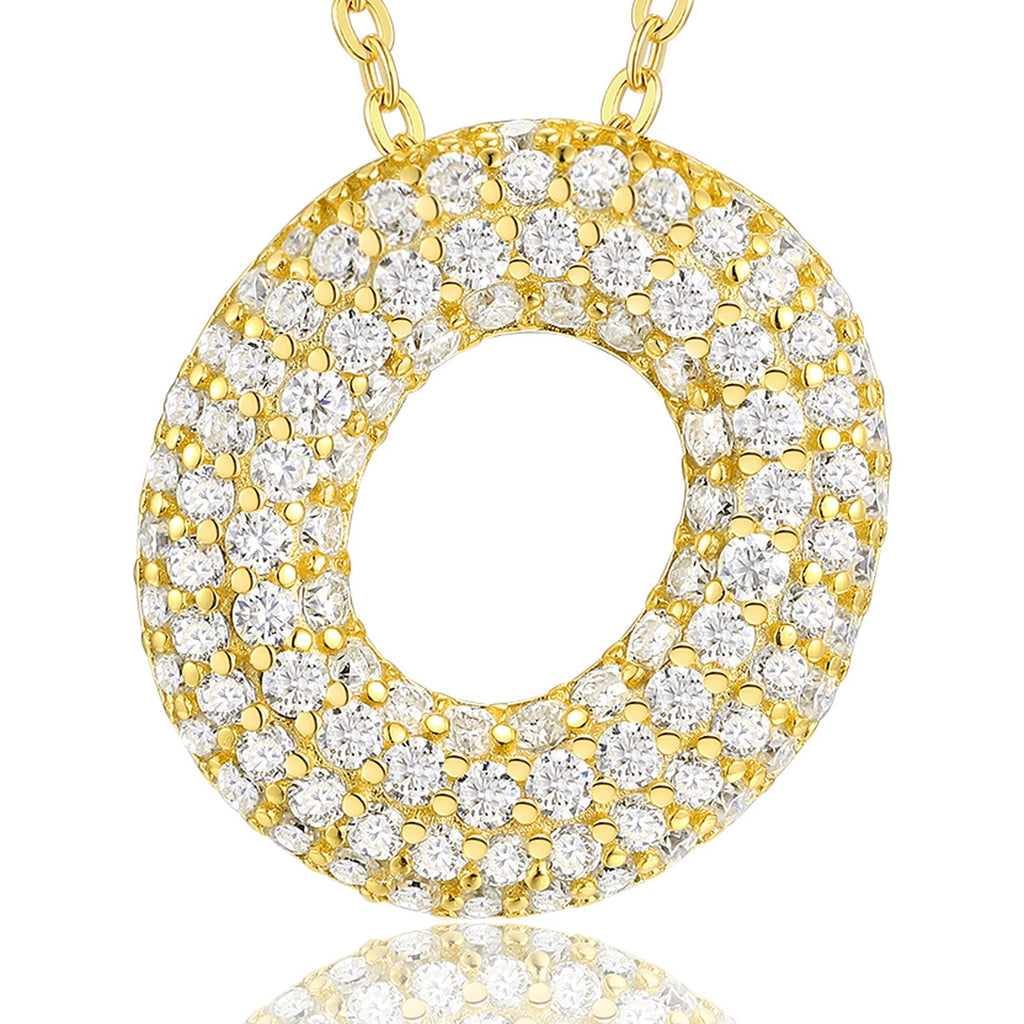 Initial O Moissanite Bubble Pendant Necklace in Gold-Tone Sterling Silver