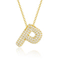Initial P Moissanite Bubble Pendant Necklace in Gold-Tone Sterling Silver