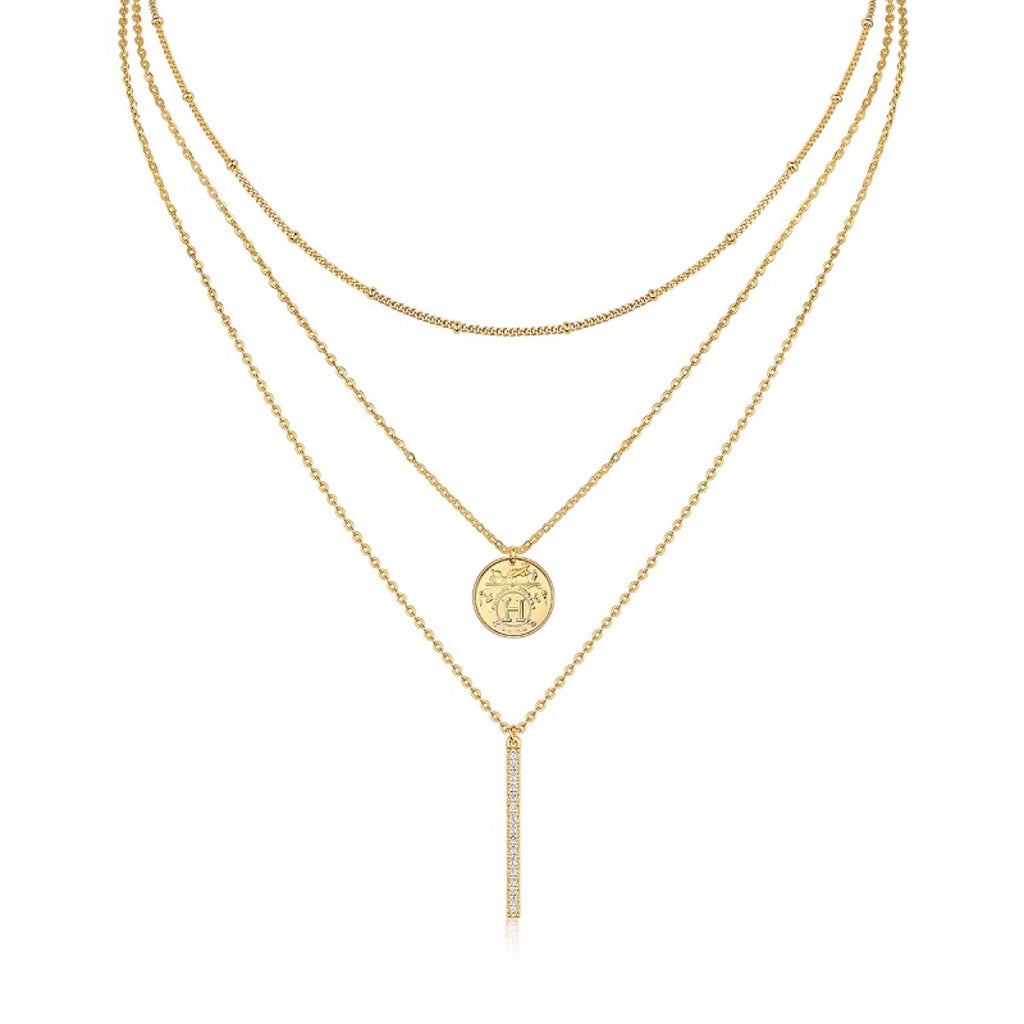Ledger Moissanite Bar Pendant Necklace in Gold-Tone Sterling Silver