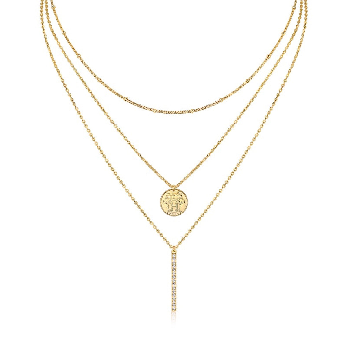 Ledger Moissanite Bar Pendant Necklace in Gold-Tone Sterling Silver
