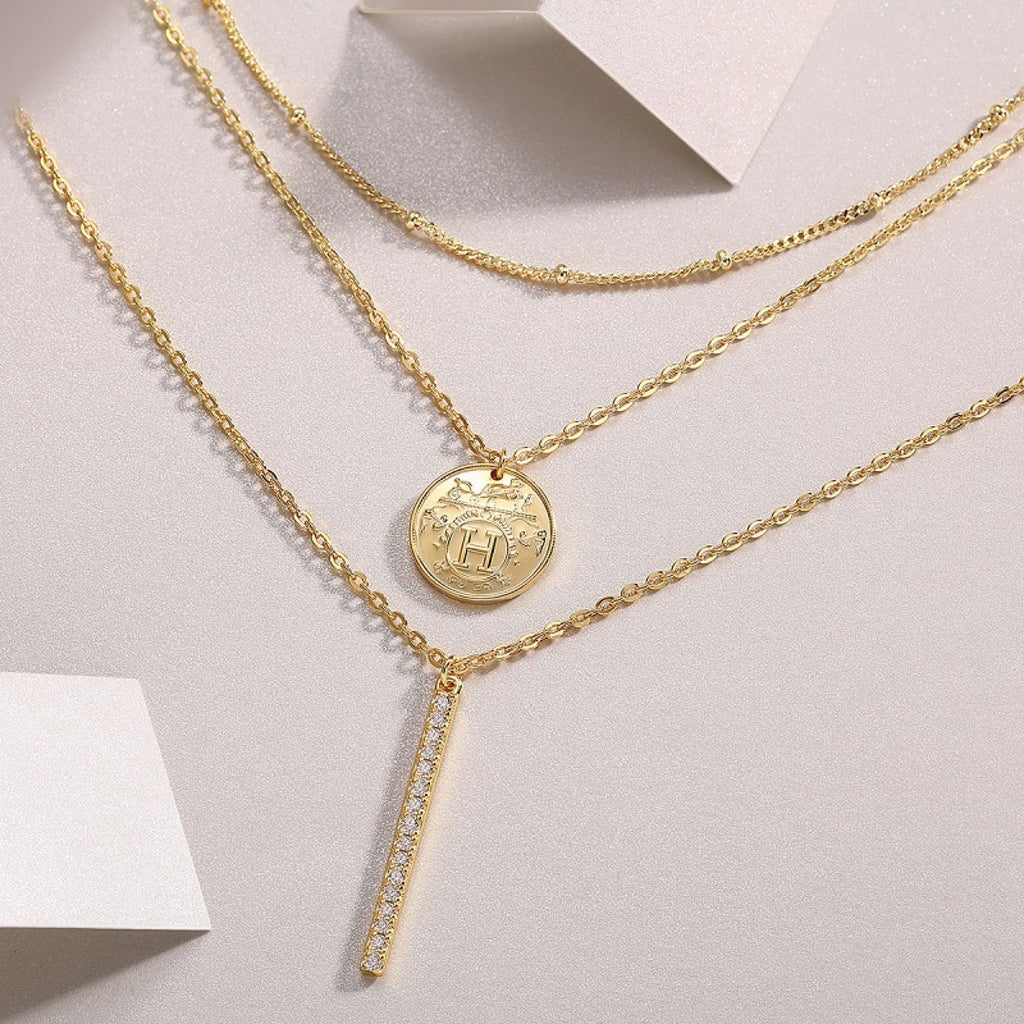 Ledger Moissanite Bar Pendant Necklace in Gold-Tone Sterling Silver