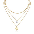 Amora 2 Carat Moissanite Layered Heart Necklace in Gold-Tone Sterling Silver