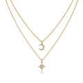 Nebula Moissanite Layered Celestial Necklace in Gold-Tone Sterling Silver