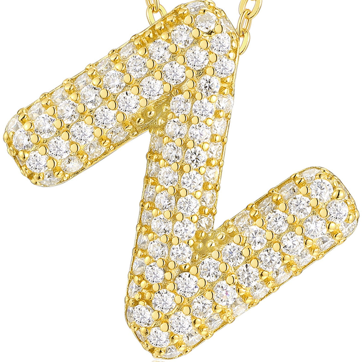 Initial Z Moissanite Bubble Pendant Necklace in Gold-Tone Sterling Silver