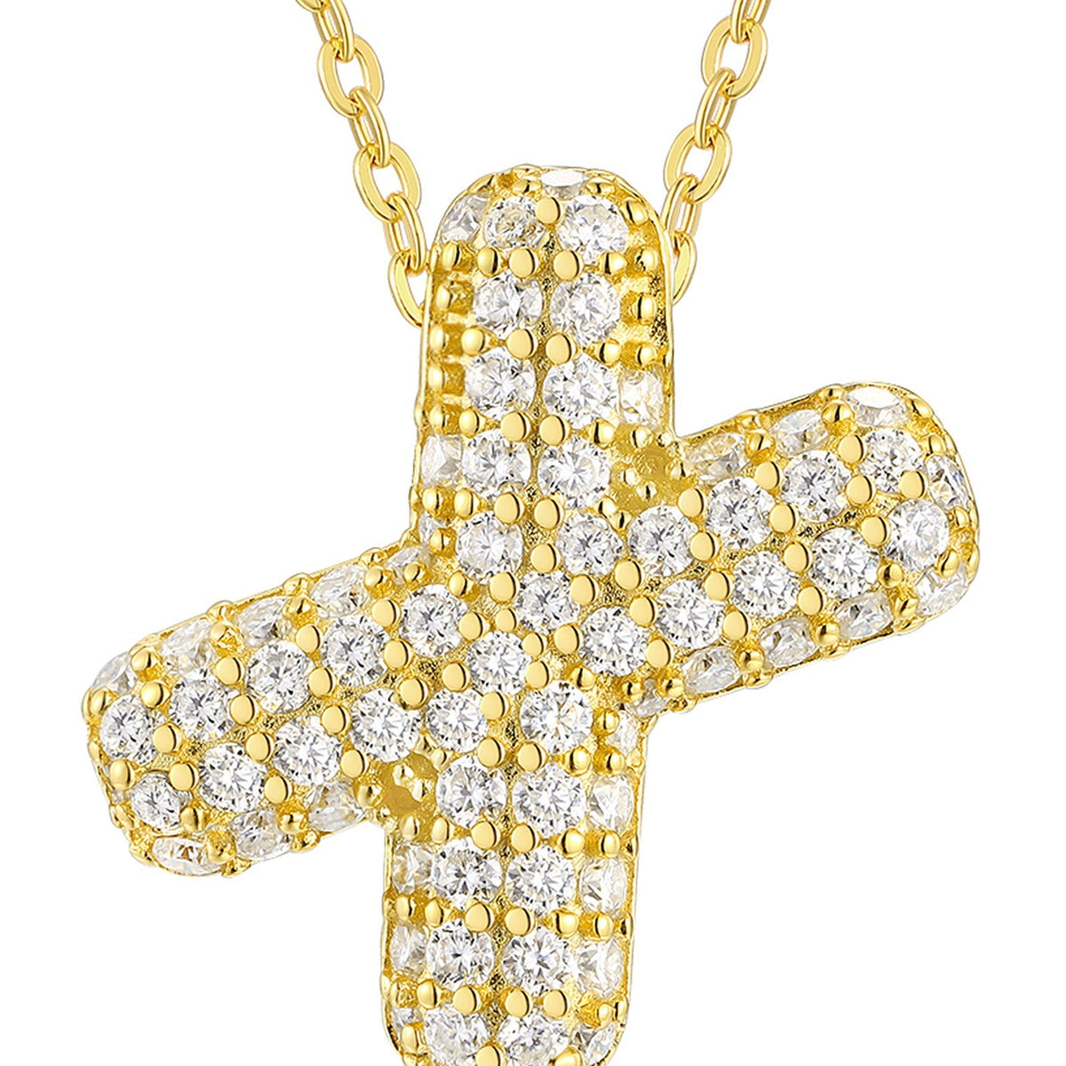 Initial X Moissanite Bubble Pendant Necklace in Gold-Tone Sterling Silver