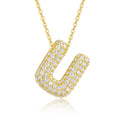 Initial U Moissanite Bubble Pendant Necklace in Gold-Tone Sterling Silver
