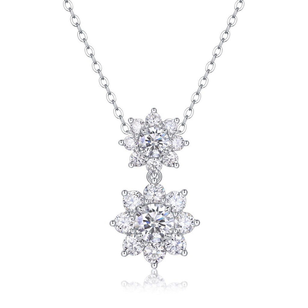 Sunbloom 1 Carat Moissanite Flower Pendant Necklace in Sterling Silver