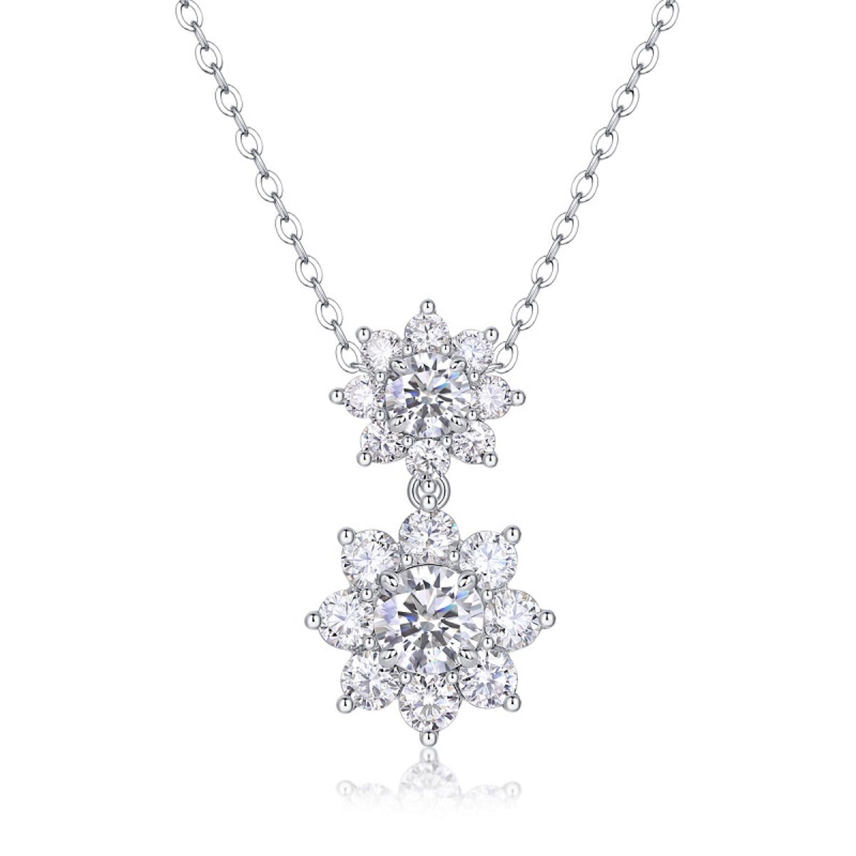 Sunbloom 1 Carat Moissanite Flower Pendant Necklace in Sterling Silver