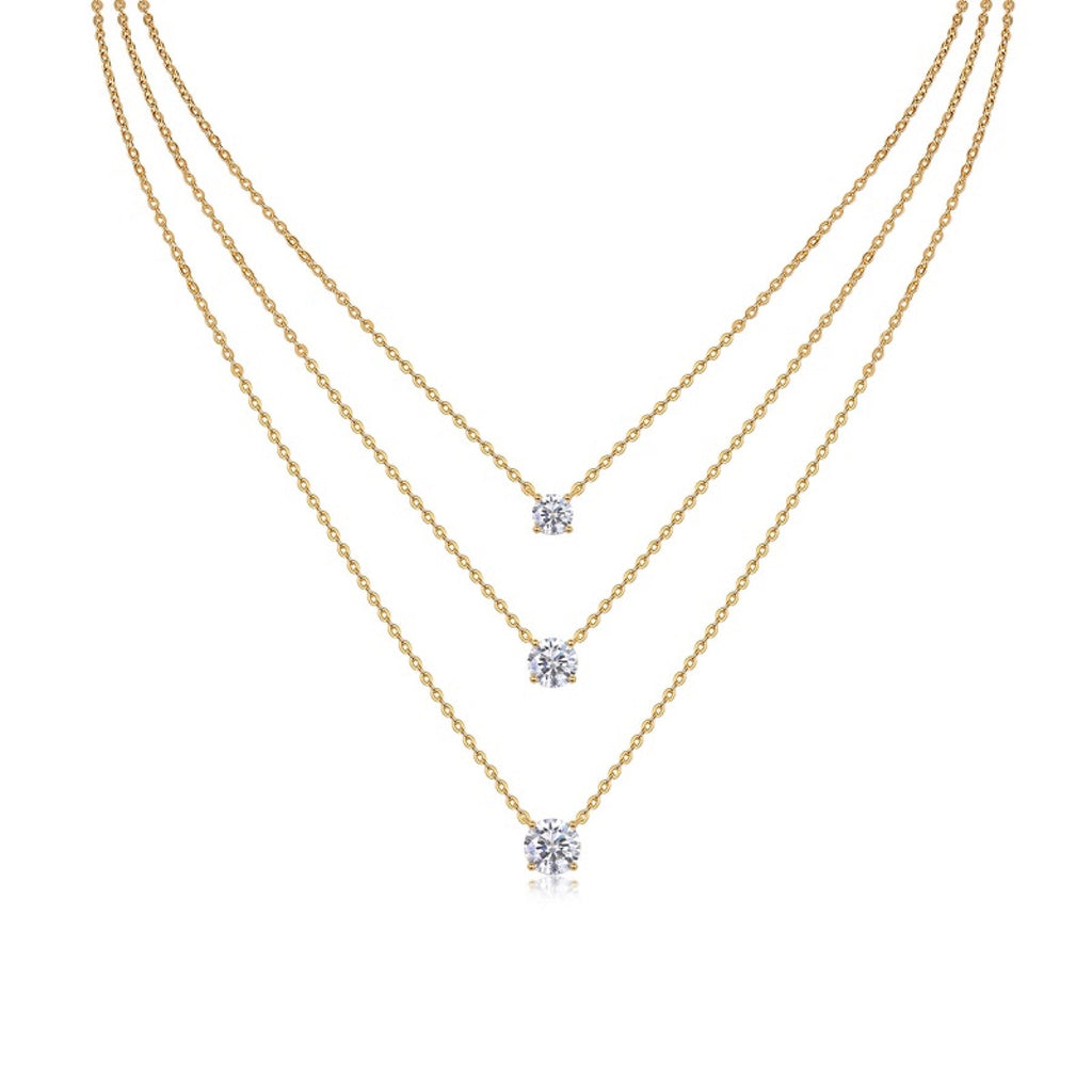 Frost Moissanite Layered Necklace in Gold-Tone Sterling Silver
