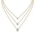 Element 2 Carat Moissanite Triple Layered Necklace in Gold-Tone Sterling Silver