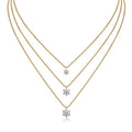 Frosting 2 Carat Moissanite Triple Layered Necklace in Gold-Tone Sterling Silver