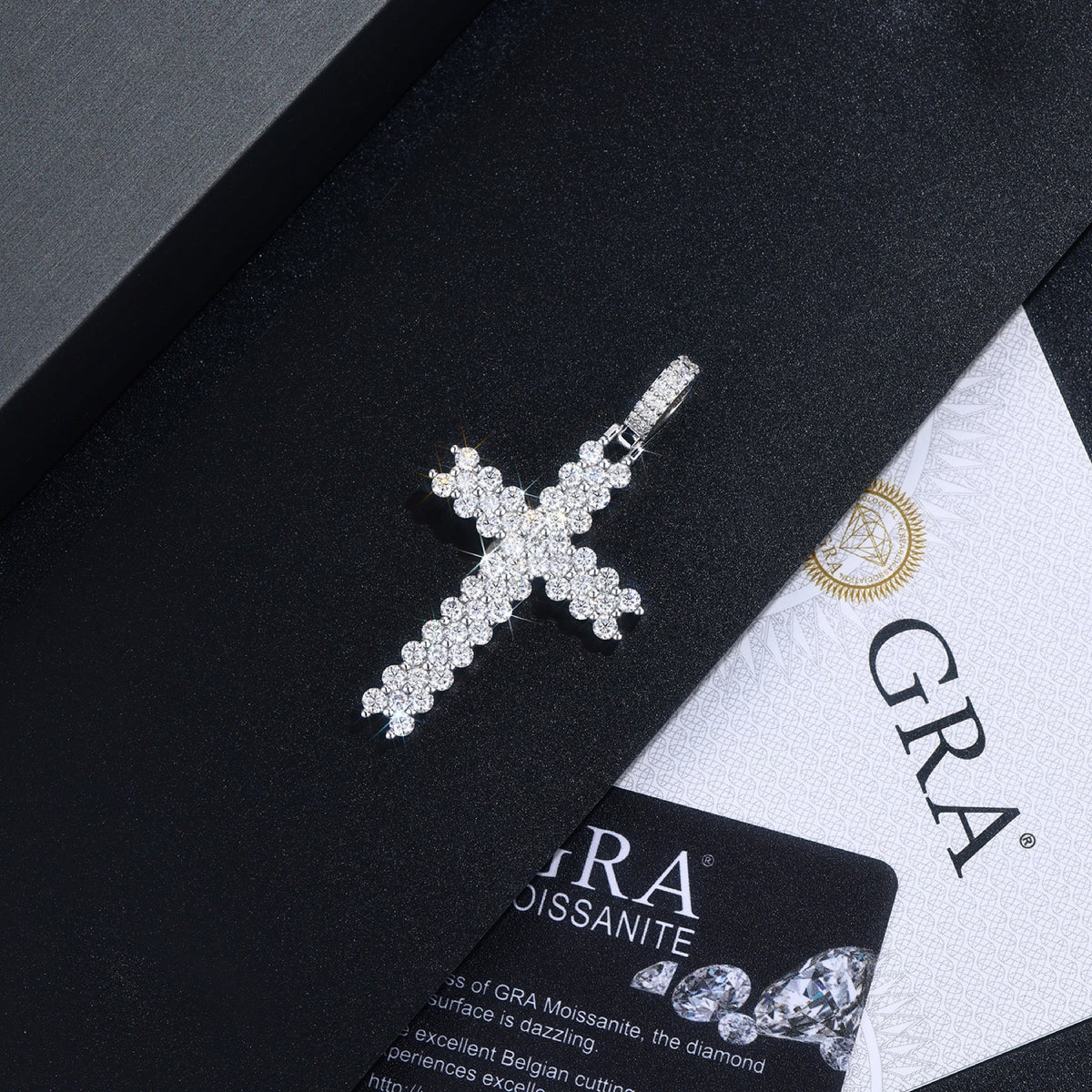 Sanctity Moissanite Cross Necklace in Sterling Silver