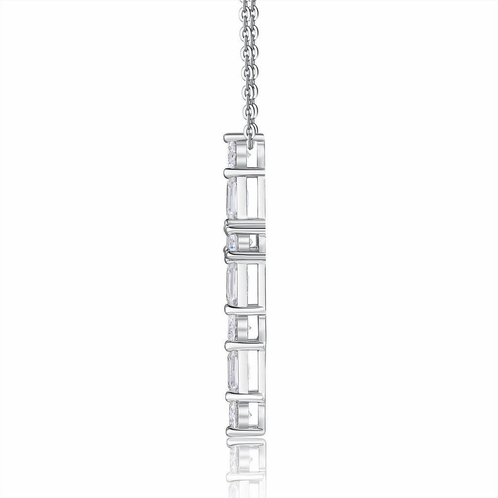 Faithlight Moissanite Cross Necklace in Sterling Silver