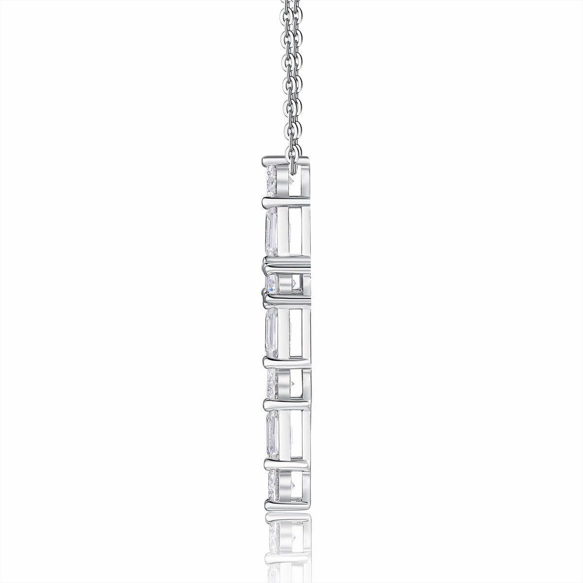 Faithlight Moissanite Cross Necklace in Sterling Silver