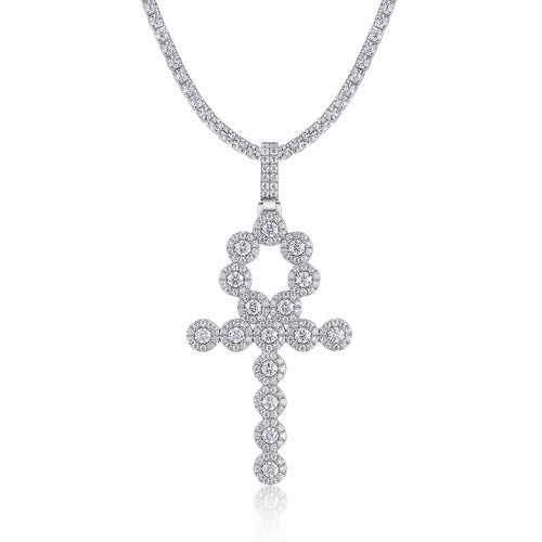Ankh Moissanite Ankh Pendant Necklace in Sterling Silver