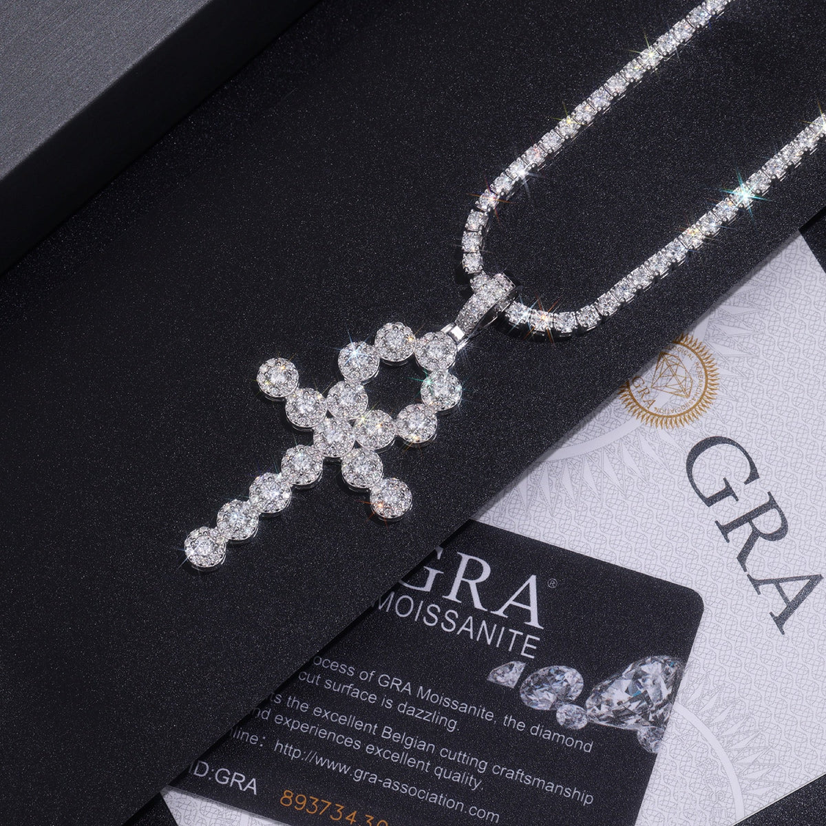 Ankh Moissanite Ankh Pendant Necklace in Sterling Silver