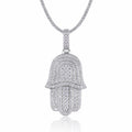 Hamsa Moissanite Hamsa Pendant Necklace in Sterling Silver