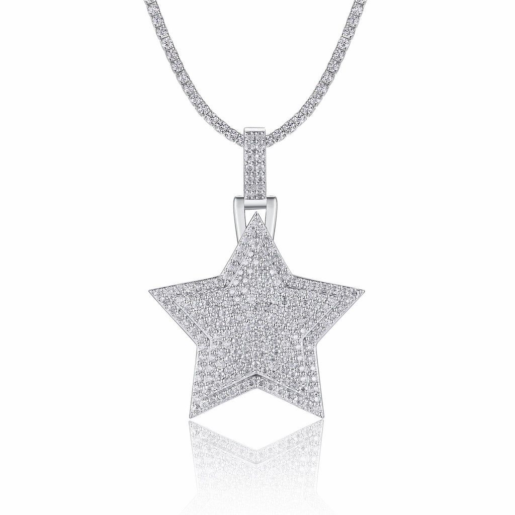 Regent Moissanite Star Pendant Necklace in Sterling Silver