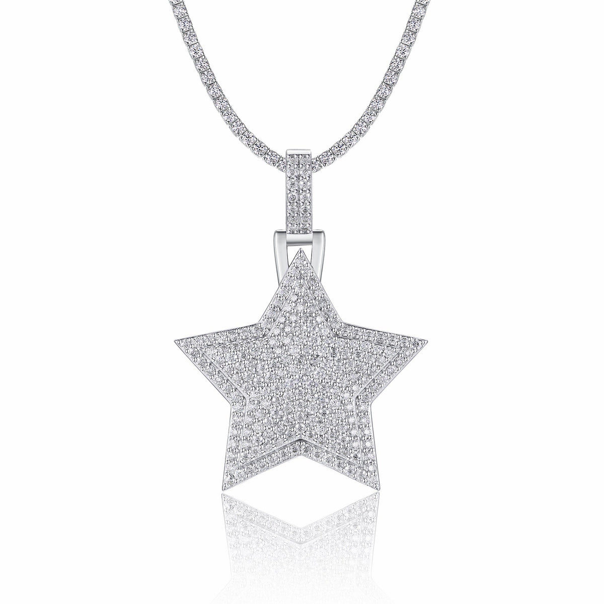 Regent Moissanite Star Pendant Necklace in Sterling Silver