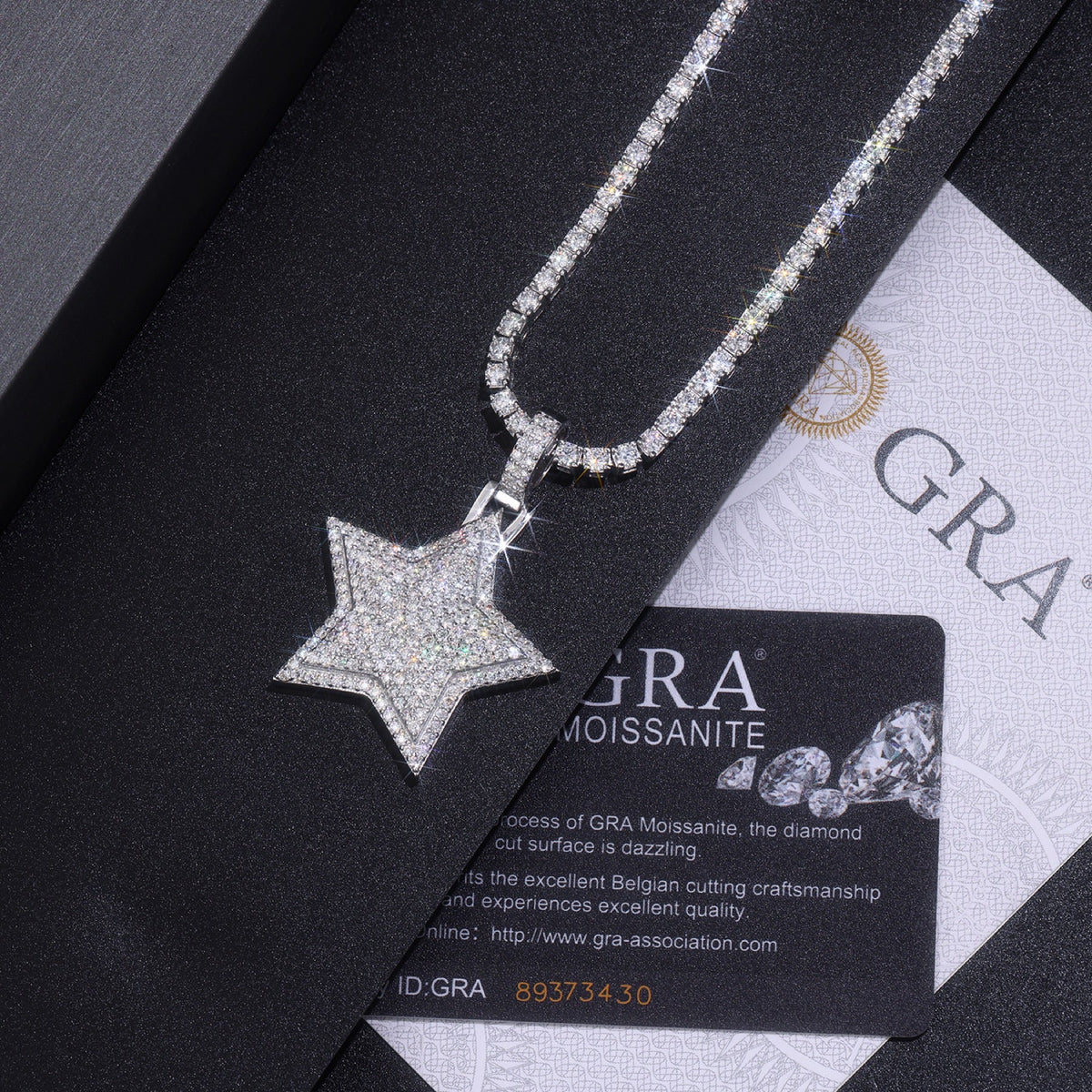 Regent Moissanite Star Pendant Necklace in Sterling Silver