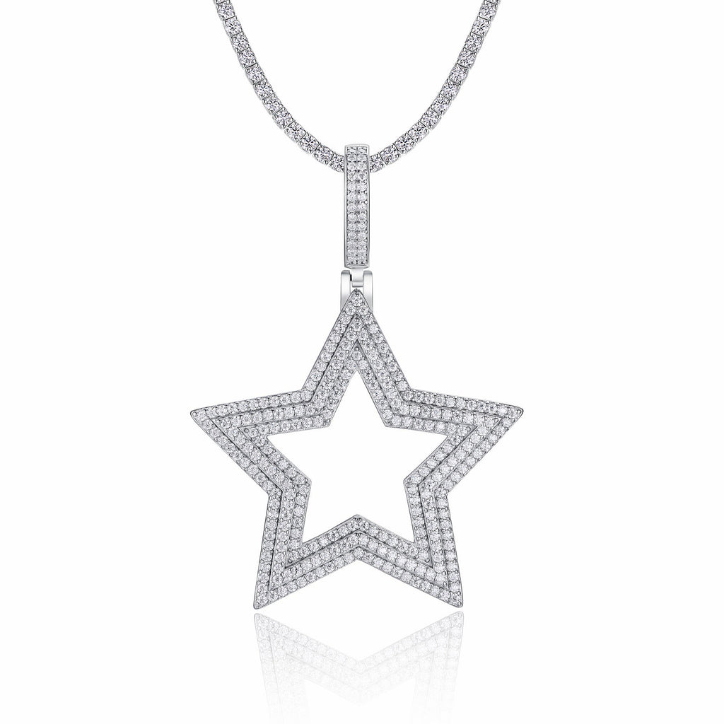 Sirius Moissanite Six-Point Star Pendant Necklace in Sterling Silver