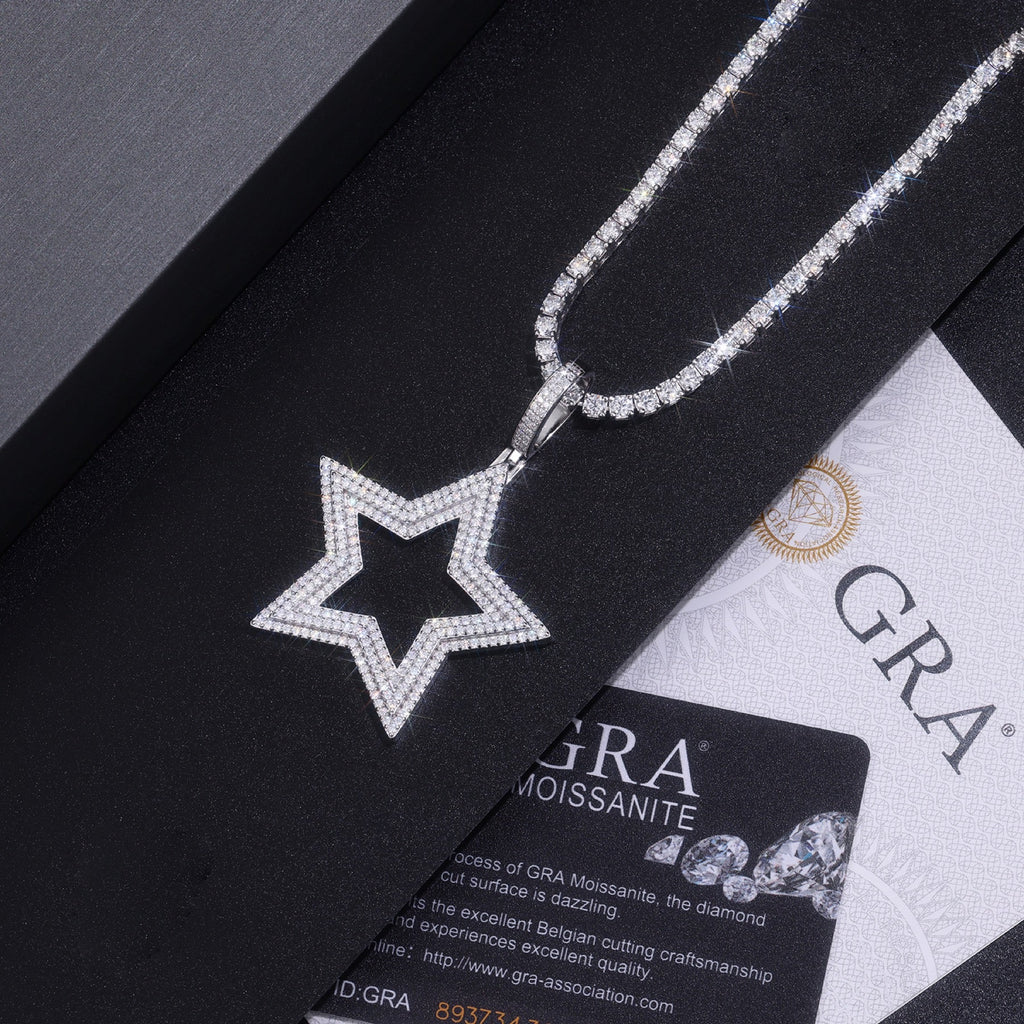 Nova Moissanite Star Pendant Necklace in Sterling Silver