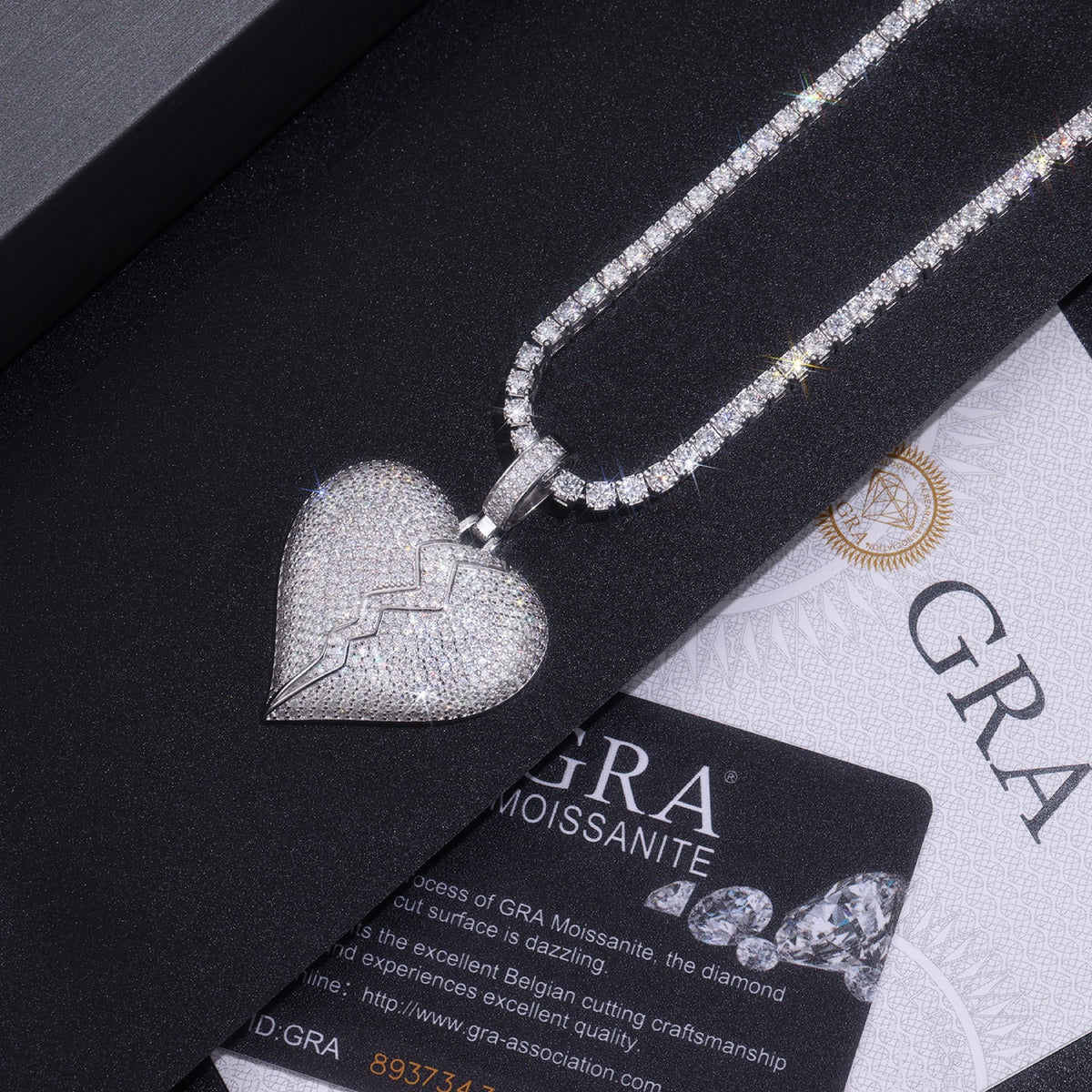 Pulse Moissanite Heart Pendant Necklace in Sterling Silver