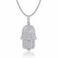 Talisman Moissanite Hamsa Pendant Necklace in Sterling Silver