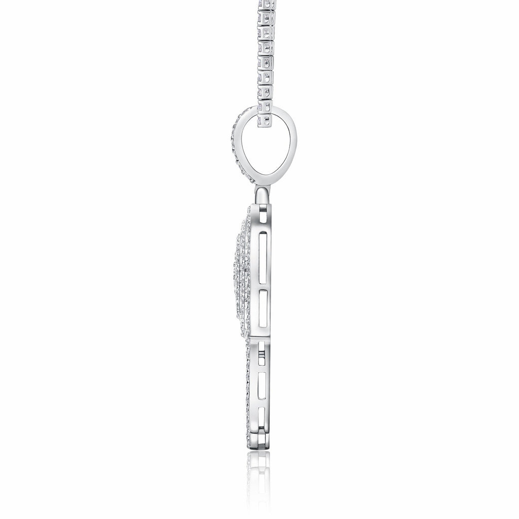 Talisman Moissanite Hamsa Pendant Necklace in Sterling Silver