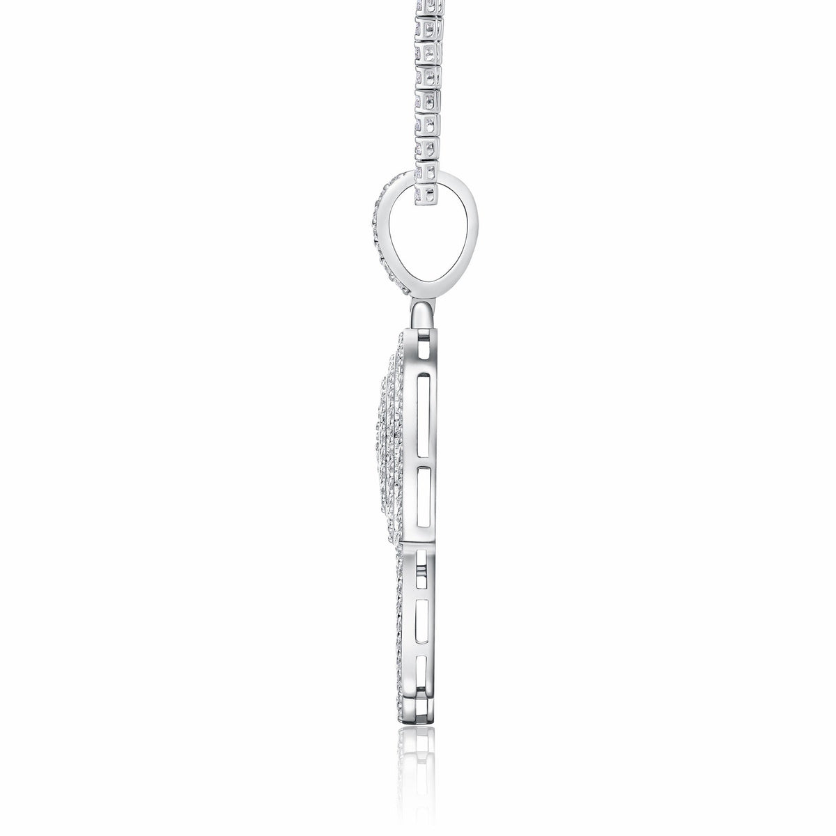 Talisman Moissanite Hamsa Pendant Necklace in Sterling Silver