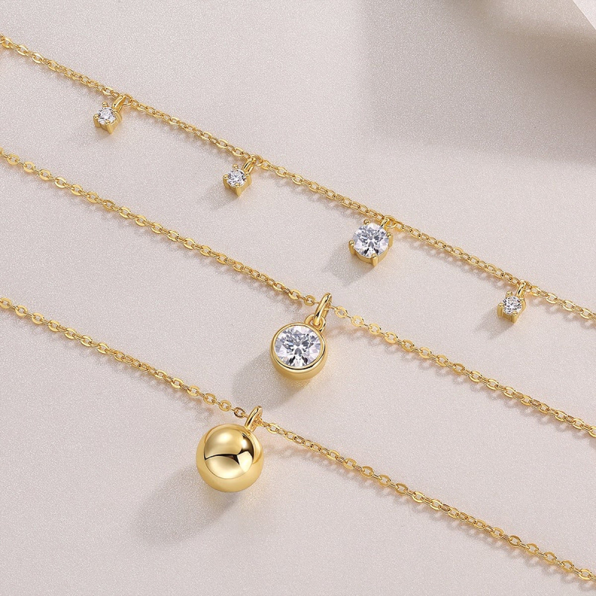 Venus 1 Carat Moissanite Layered Star Necklace in Gold-Tone Sterling Silver