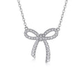 Coquette Moissanite Bow Pendant Necklace in Sterling Silver