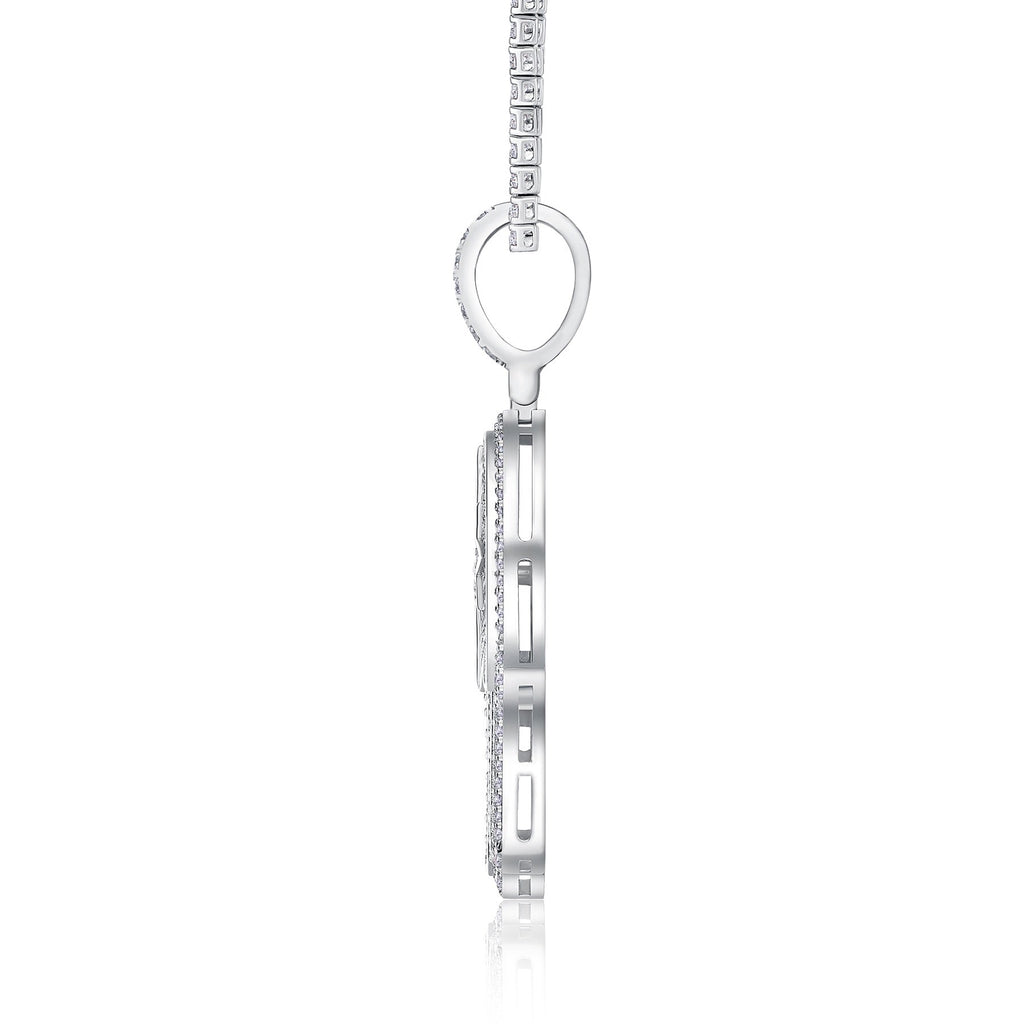 Protector Moissanite Hamsa Pendant Necklace in Sterling Silver