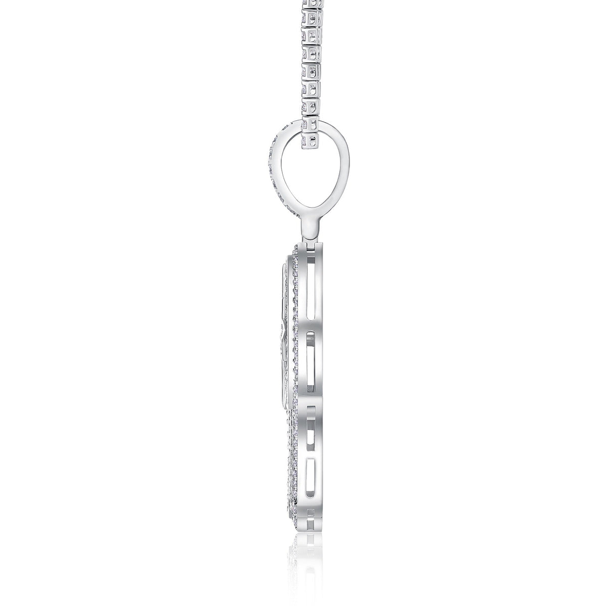 Protector Moissanite Hamsa Pendant Necklace in Sterling Silver