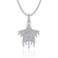 Sovereign Moissanite Crown Pendant Necklace in Sterling Silver