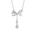 Fleur Moissanite Bow Lariat Necklace in Sterling Silver