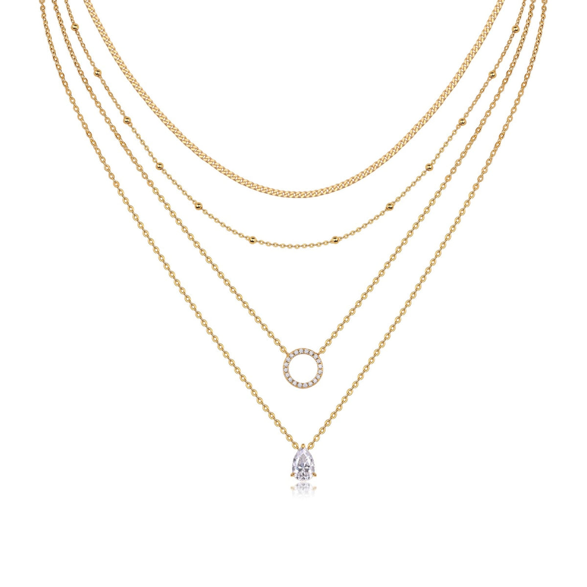 Stardream Moissanite Layered Necklace in Gold-Tone Sterling Silver